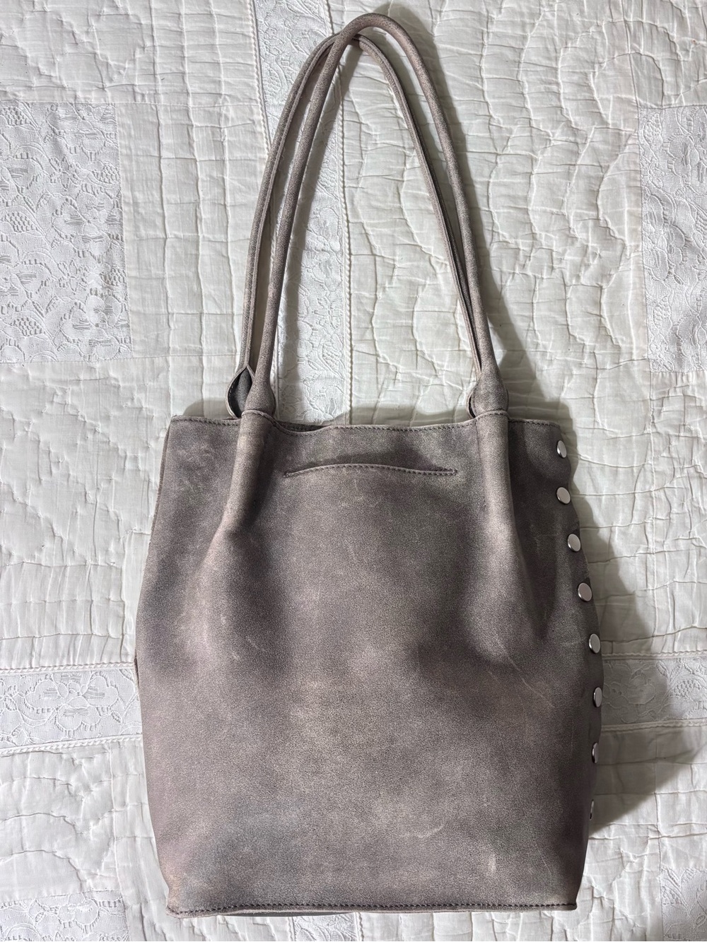 Hammitt | Leather Oliver Tote Bag Purse | Pewter with Silver Hardware - Picture 5 of 16